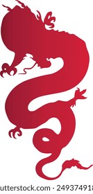 Red Gradient Color Chinese Dragon Silhouette. For Celebration Happy Chinese New Year. Vector Illustration on White Background