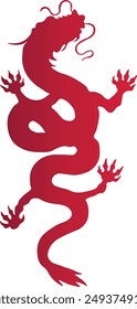 Red Gradient Color Chinese Dragon Silhouette. For Celebration Happy Chinese New Year. Vector Illustration on White Background