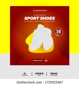 Red Gradient color Sport Shoes Brand Product Social Media Post Banner