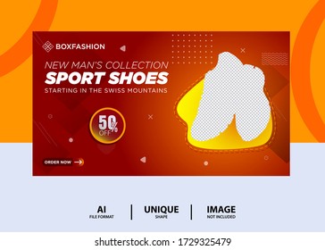 Red Gradient color Sport Shoes Product web Banner Design