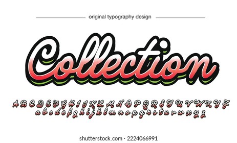 red gradient cursive modern 3d isolated letters