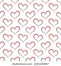 Red gradient doodle hearts on white background. Vector seamless pattern. Best for textile, wallpapers, wrapping paper, package and St. Valentine's Day decoration.