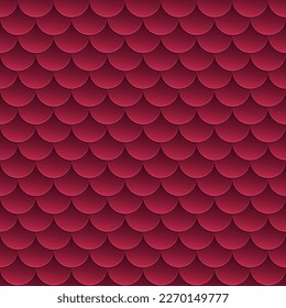 Red gradient fish scales pattern. Seamless background. Trend color of the year 2023 Viva Magenta. Design texture elements for banners, covers, posters, backdrops, walls. Vector illustration.