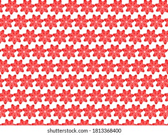 Red gradient floral pattern design on white background 