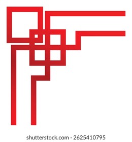 Red gradient geometric corner border in a chinese style
