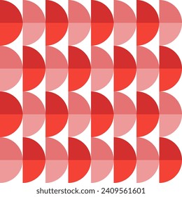 Red gradient half circle pattern. Half circle vector seamless pattern. Decorative element, wrapping paper, wall tiles, floor tiles, bathroom tiles.	