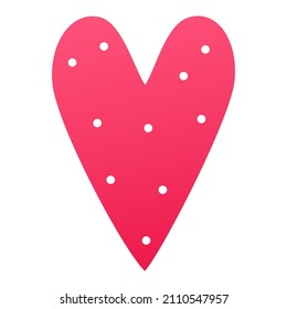 Corazón de gradiente rojo con punto de polka blanco. Icono de ilustración vectorial. Aislado sobre fondo blanco. Estilo de la caricatura de la depuración.