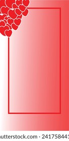 red gradient with hearts on several sides, for design or banner purposes