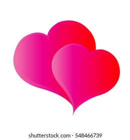 Red gradient hearts on white.