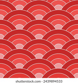 Red gradient Japanese wave pattern background. Japanese seamless pattern vector. Waves background illustration. for clothing, wrapping paper, backdrop, background, gift card.