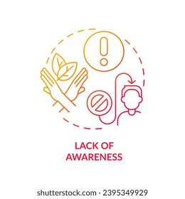 Red gradient lack of awareness icon concept, isolated vector, sustainable office thin line illustration.