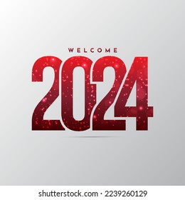 Red Gradient Neujahr 2024 Design Hintergrund mit funkelndem Glüheffekt.
24 Vektordesign