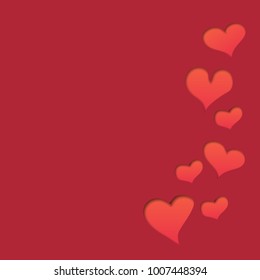 Red gradient paper cut heart vector background. Happy Valentine's illustration . Greeting card with Valentine's Day.