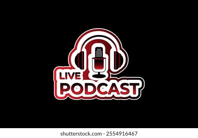 red gradient podcast live symbol