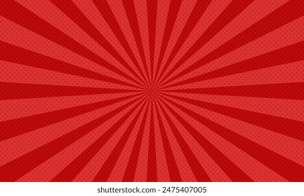 Red gradient pop art background in comic cartoon style with lines