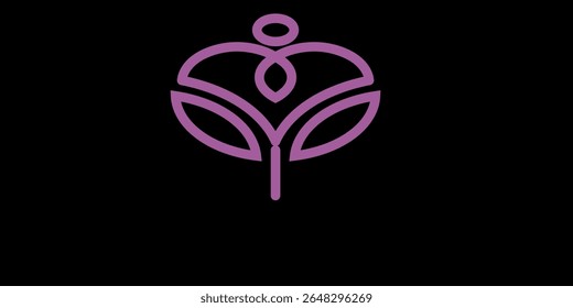 Red gradient rose flat illustration. Stylized round ornament on black background. Best for web, print, logo creating and branding design.