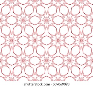 Red gradient seamless floral pattern. Abstract flower. Vector illustration