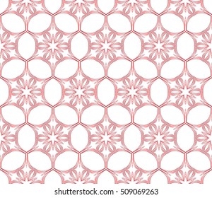Red gradient seamless floral pattern. Abstract flower. Vector illustration