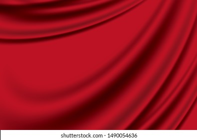 Red gradient silk fabric background or wallpaper, Design for Banner presentation, Holidays greeting Card, Website Landing. vector eps.