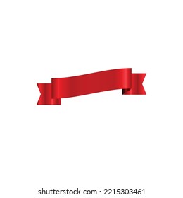 Red gradient single ribbon banner vector illustration on white isolated background.