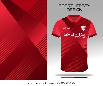 Diseño textil uniforme jersey deportivo de gradiente rojo para fútbol, fútbol, voleibol, bádminton club. Diseño vectorial de tejido de impresión sublimación.  