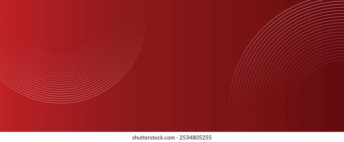 Fundo de vetor de gradiente vermelho, apresentando padrões de linha circulares sutis. Fundo de vetor vermelho em textura calma e moderna. Plano de fundo de vetor mínimo na cor vermelha. Fundo vermelho