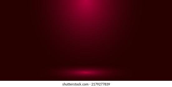 Red gradient wall studio empty room abstract background with lighting and space for your text. Vector illustration