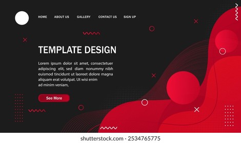 Red gradient wave fluid background. Creative banner design template