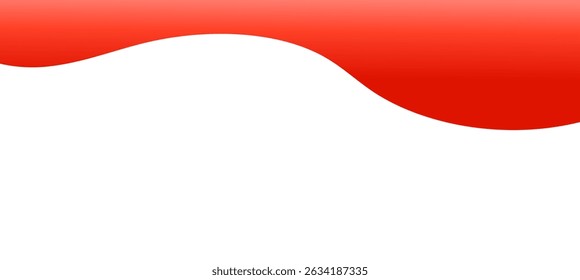 Red gradient wave top header, divider, border vector illustration