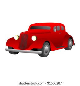 red gradiented vintage car, vector illustration