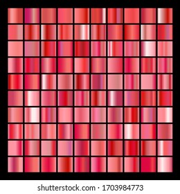Red gradients. Collection of red gradient gradation illustrations for backgrounds, cover, frame, ribbon, banner, coin, label, flyer, card, poster etc. Vector template EPS10