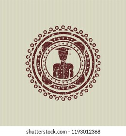 Red graduated icon inside distressed grunge seal