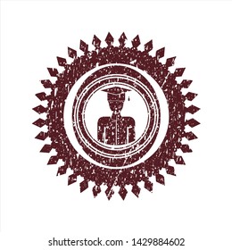 Red graduated icon inside grunge seal