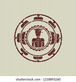Red graduated icon inside rubber texture