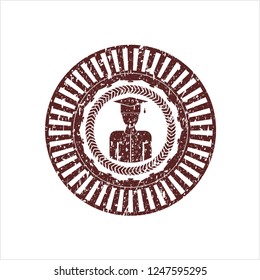 Red graduated icon inside rubber stamp with grunge texture