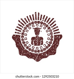 Red graduated icon inside rubber grunge stamp