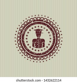 Red graduated icon inside rubber texture