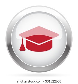 Red Graduation Cap icon on chrome web button