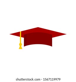 red grad hat