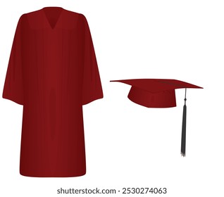 Red graduation uniform . vector illustration