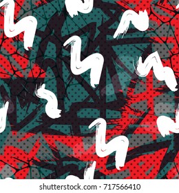 Red graffiti seamless pattern with grunge effect