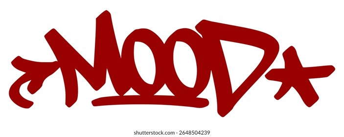 Grafite vermelho marca "Humor" em estilo expressivo gotejamento com fundo transparente. Gíria da geração Z para emoção, vibração ou algo relacionado.