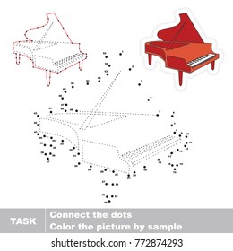 Red Grand Piano. Dot to dot educational game for kids.