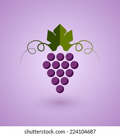 Red grape bunch in simple retro style