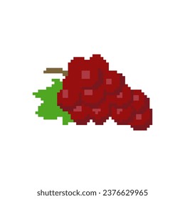 Red grape fruit pixel art vector illustration isolated on white background.