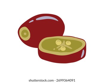 Fruta de uva roja cortada ilustración