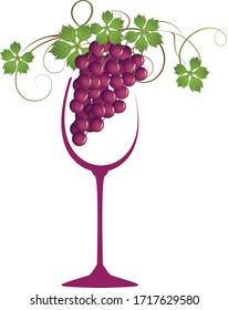 Uva roja en un vaso