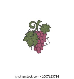Red Grape icon. Cute flat colors design. Friut symbol for logo, label or badge. Stock vector illustration isolated on white background.