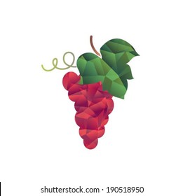 Red Grape with leaf icon, vector illustration