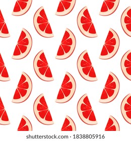 Red grapefruit ,seamless pattern on white background.